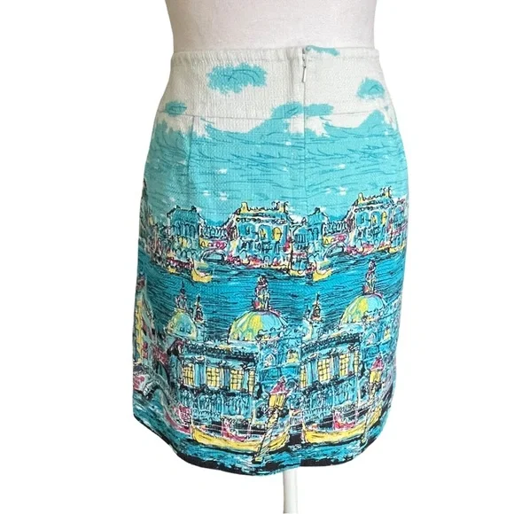 Talbots Venice Grand Canal Scenic Print Skirt Women’s Size 10P - Picture 6 of 14